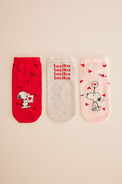 Womensecret Pakiranje od 3 para kratkih pamučnih čarapa Snoopy S uzorkom