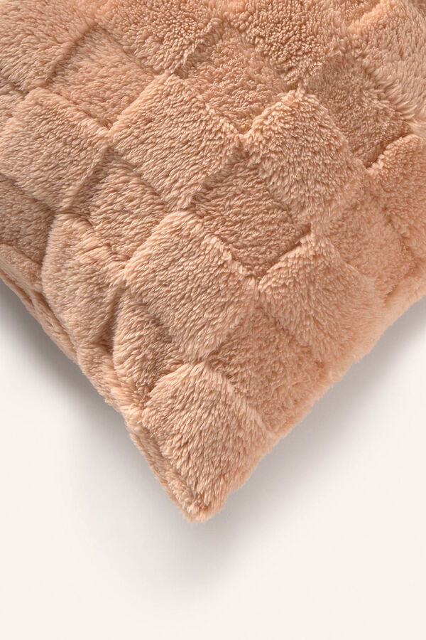 Calma House Funda de coj&iacute;n de pelito rosa Damero rosa