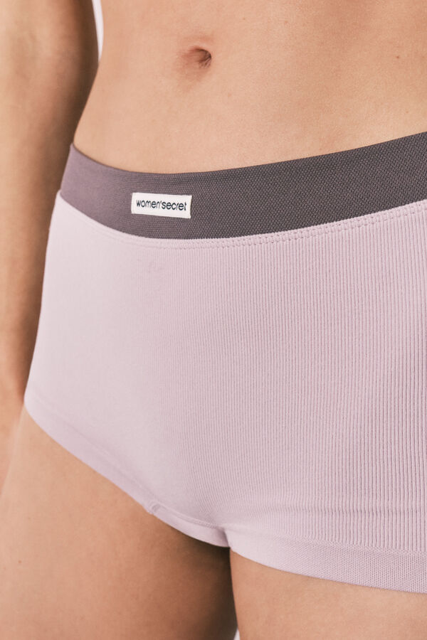 Women'secret Lilac seamless ribbed boxer panty pink