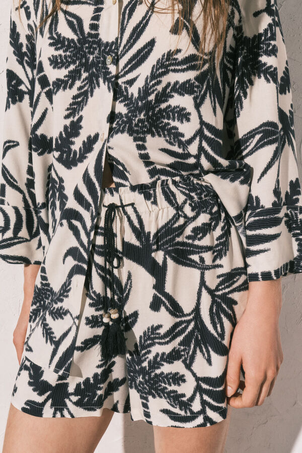 Women'secret Printed shirt and short set black