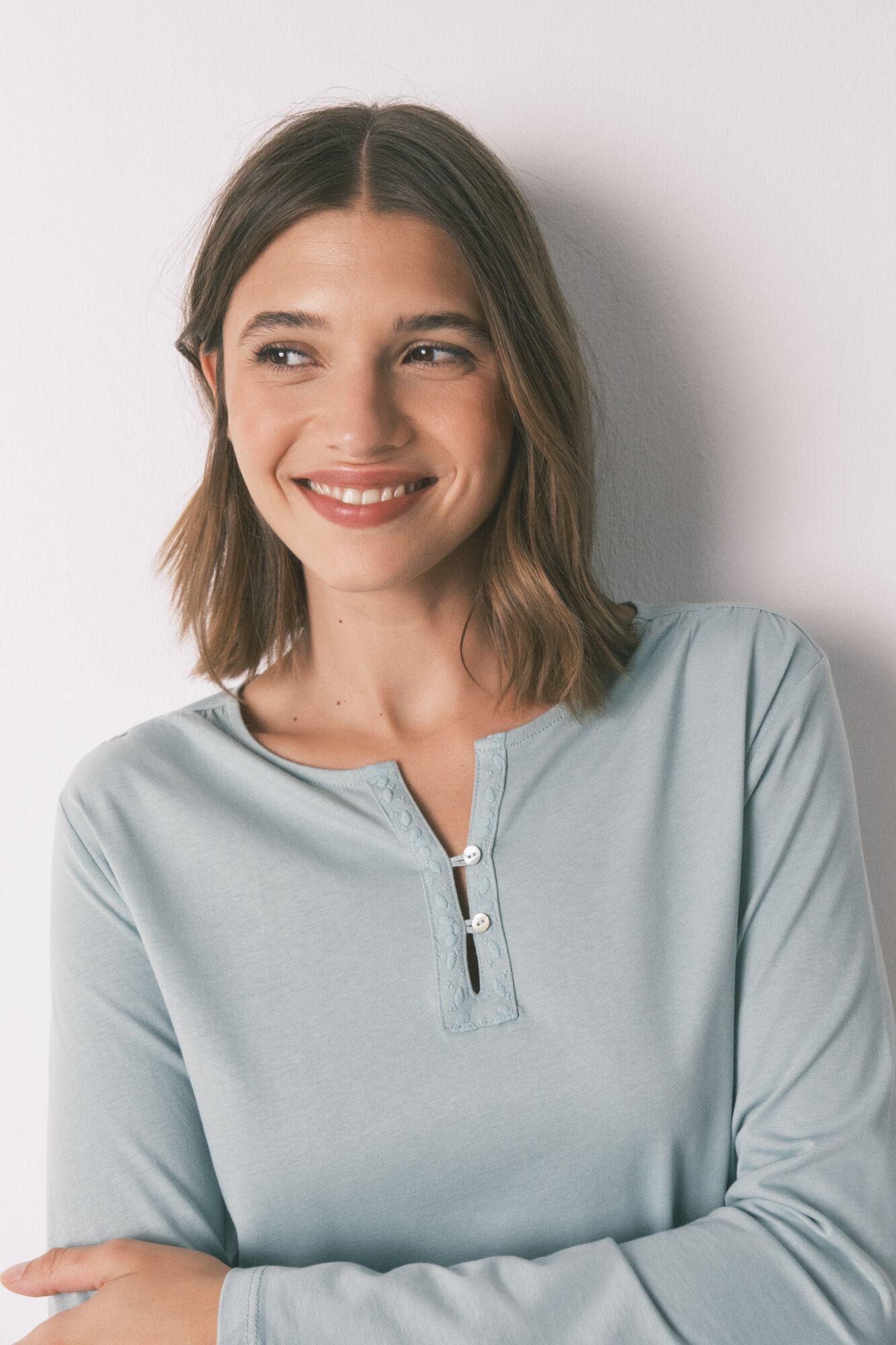 Women'secret Long sleeve 100% cotton green T-shirt