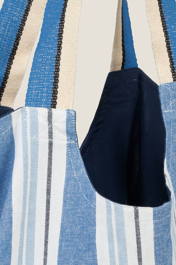 Womensecret Striped cotton bucket bag bleu