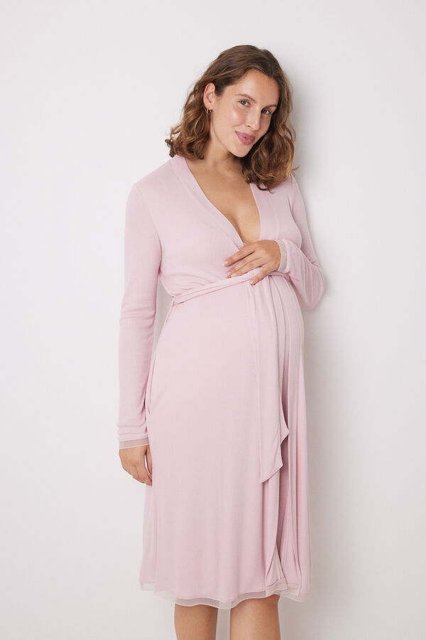 Womensecret Pink viscose midi maternity robe pink