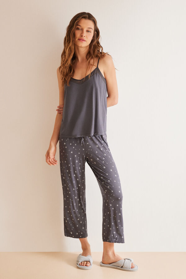 Womensecret Pyjama Capri gris étoiles gris