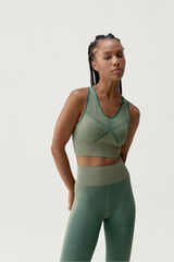 Born Living Yoga Sport-BH Top Buddha Deep Green/Grain mit Print