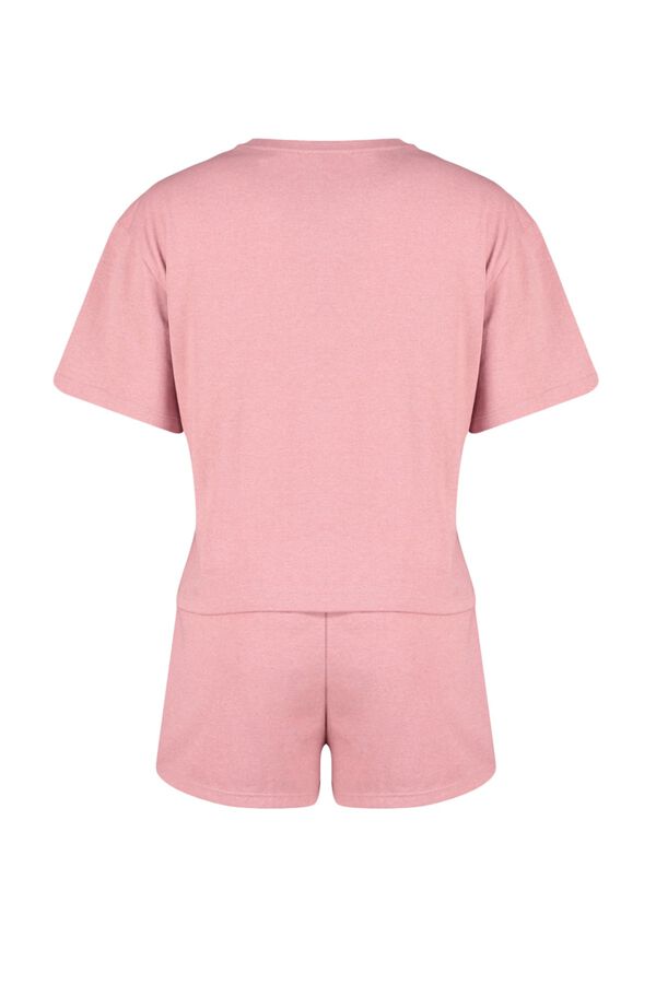 Trendyol Conjunto de pijama corto liso rosa