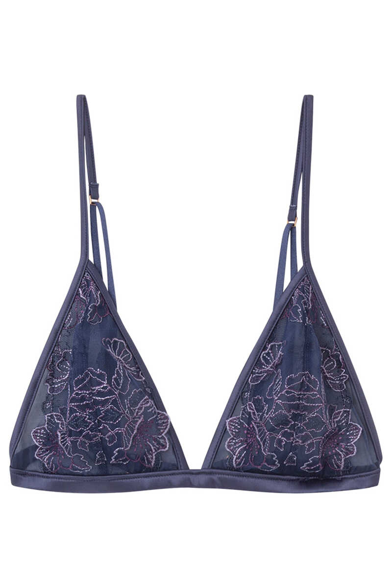 Womensecret NATURAL Blue embroidered tulle triangle bra blue