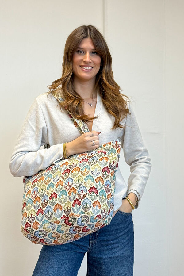 De La Mur Velika torba s patentnim zatvaračem Flora S uzorkom