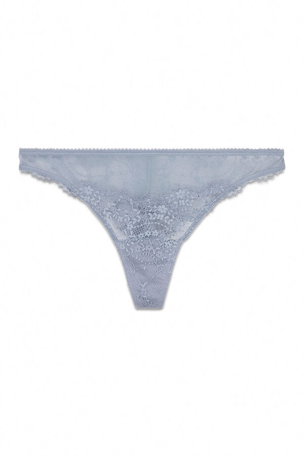 Women'secret Tanga em renda e tule azul azul