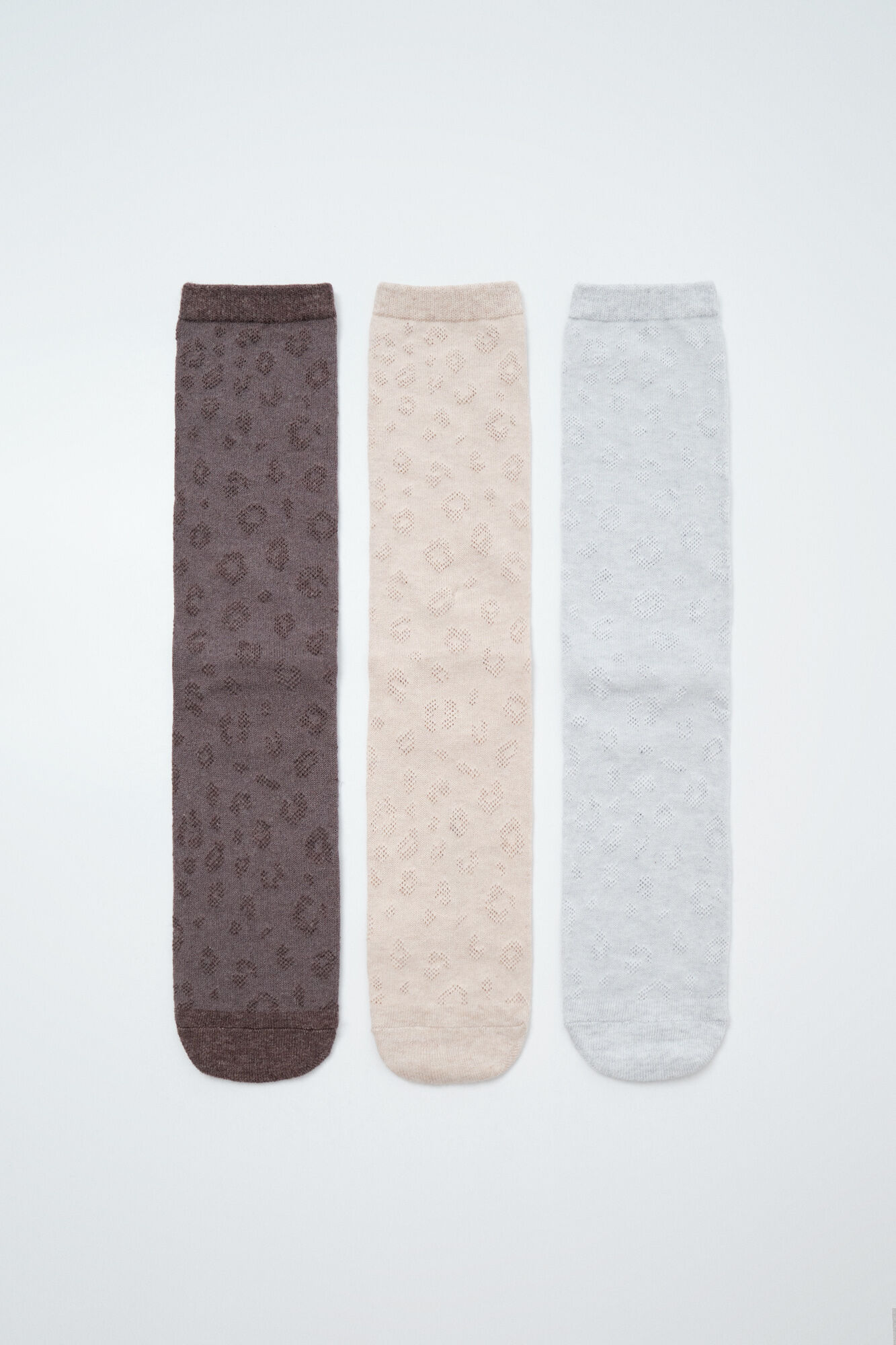 Women'secret Brown animal print 3 pack long socks