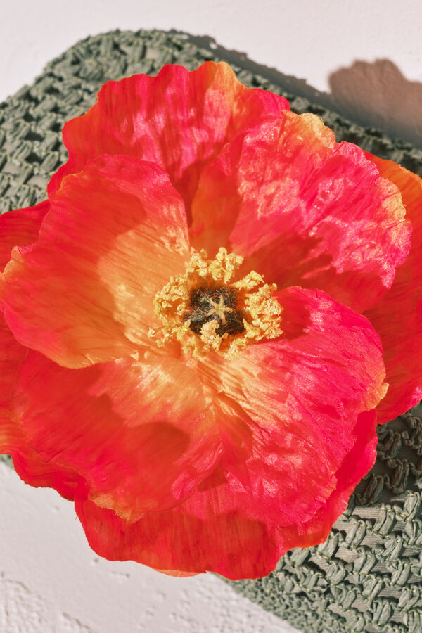 Women'secret Trousse de toilette grande en raphia &agrave; fleurs beige