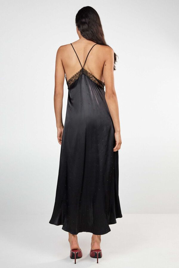 Gisela Satin-finish long slip dress black