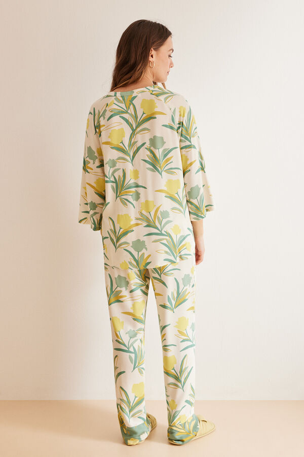 Womensecret Pijama camisero estampado allover tropical estampado