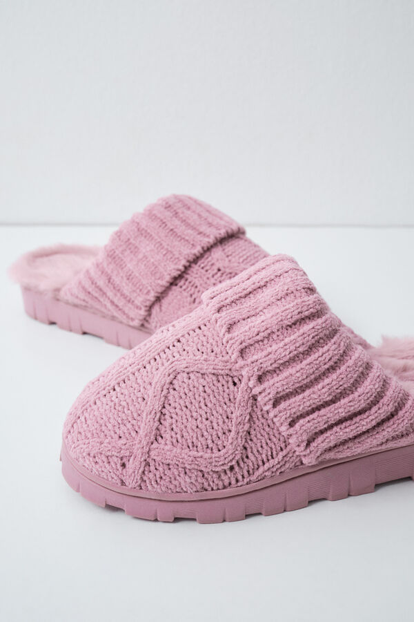 Women'secret Pantoufles en maille rose rose