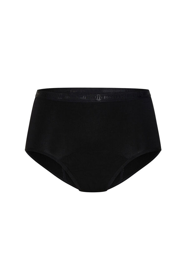 Womensecret Classic black bamboo high waist period panties – heavy or overnight absorption fekete