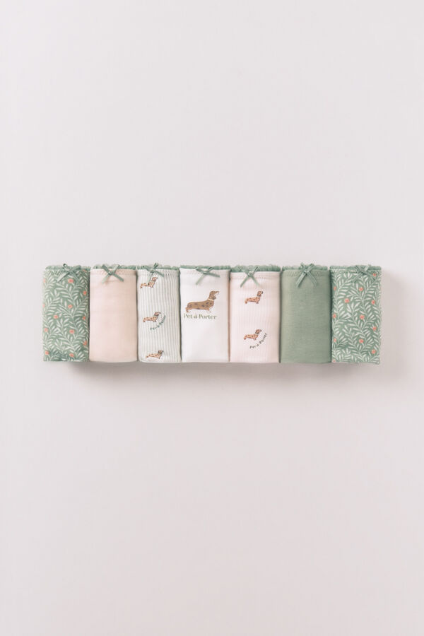 Women'secret Pink and green cotton Brazilian panties 7-pack printed