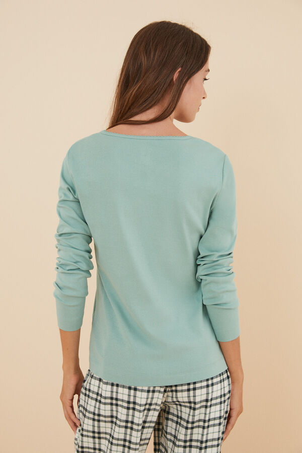 Womensecret Langarm-Shirt Baumwolle Grün Grün