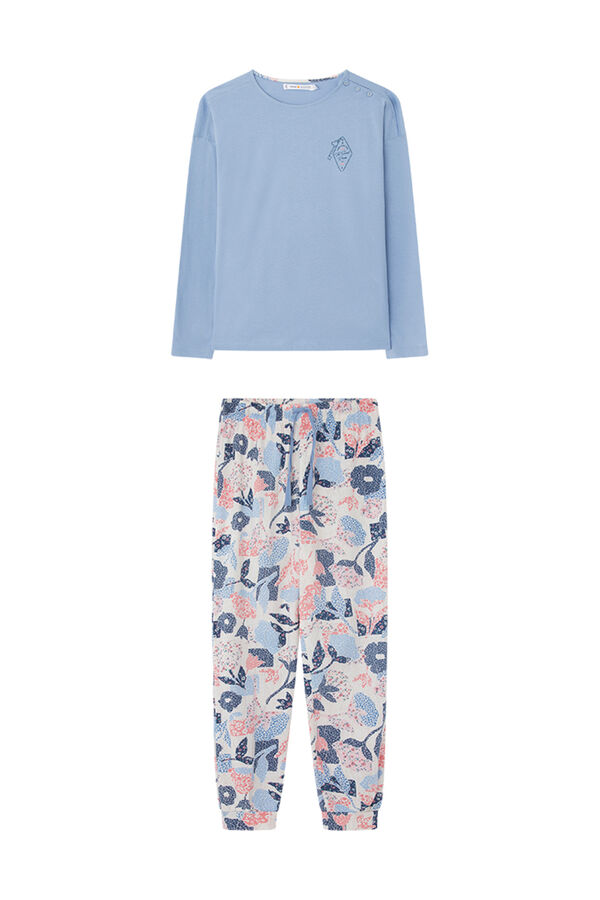 Womensecret 100% cotton floral patchwork pyjamas blue