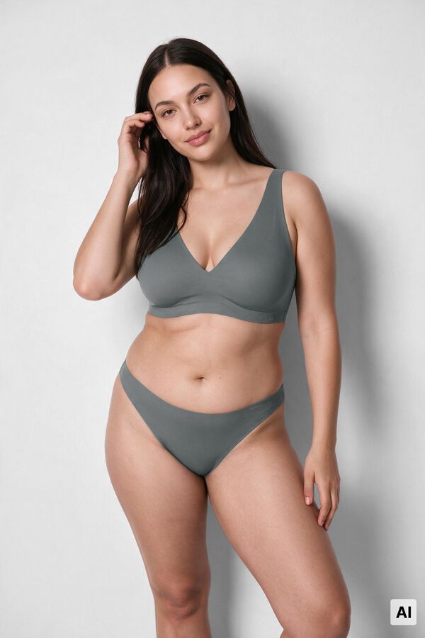 Women'secret Green ribbed microfibre halterneck top bra green