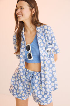 Womensecret Virágos Snoopy-mintás, 100% pamut, rövid inges pizsama kék