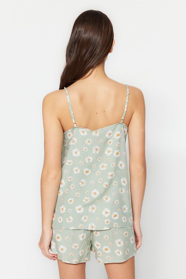 Trendyol Pijama de viscosa escote en V verde