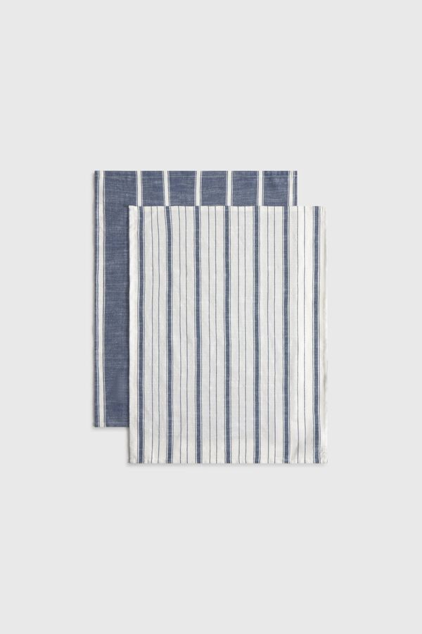 Textura Striped cotton dishcloth set blue