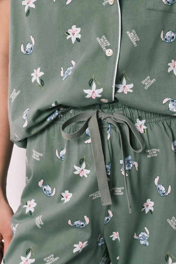 Women'secret Green Capri Stitch classic pyjamas printed