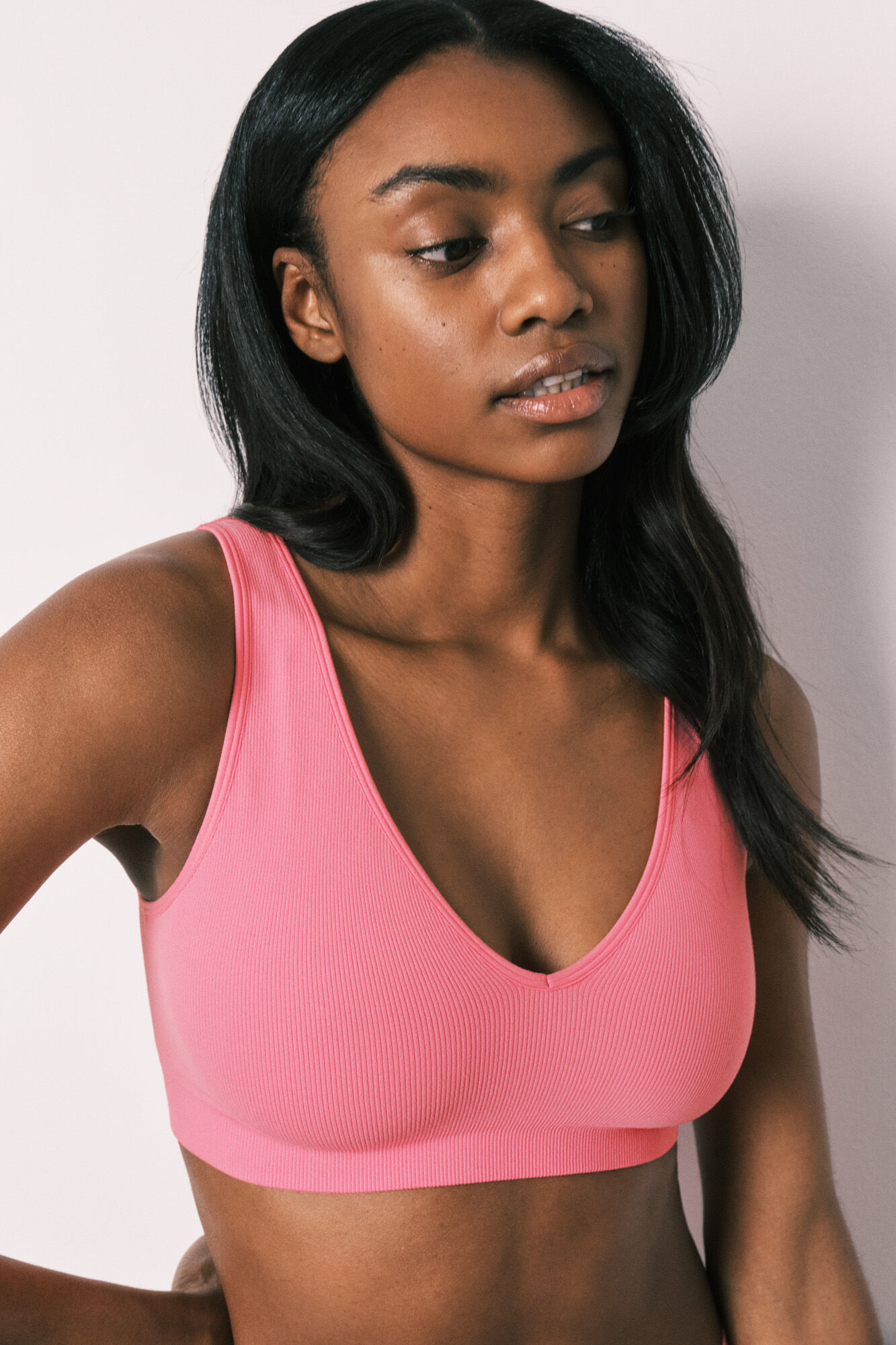 Women'secret Korallenfarbenes einfarbiges Clean-Cut Neckholder-Top