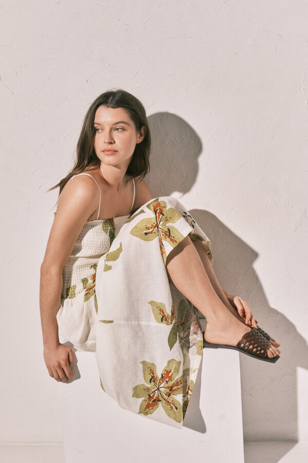 Women'secret Long strap ruched neckline dress printed