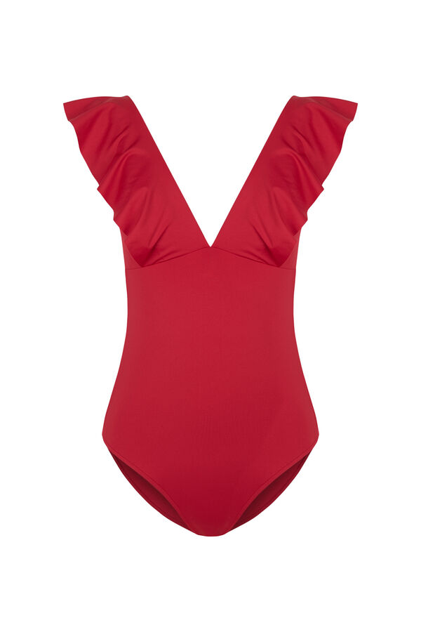 Womensecret Red flounced shaping swimsuit red