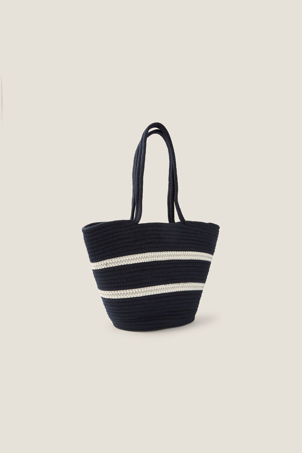 Womensecret Basket beach bag in natural colour cotton rope Plava