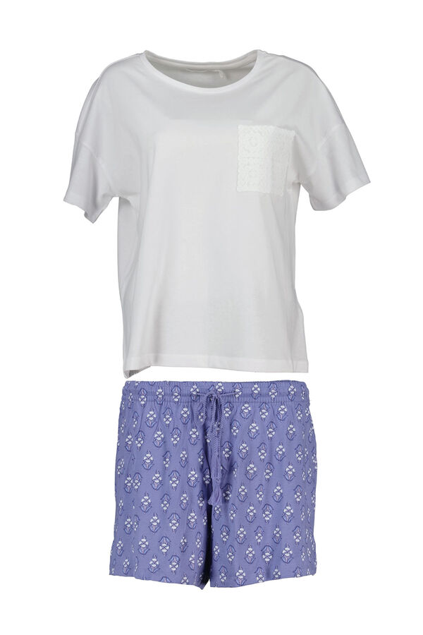 Womensecret Pyjama kurz 100 % Baumwolle Oberteil Weiß Weiß