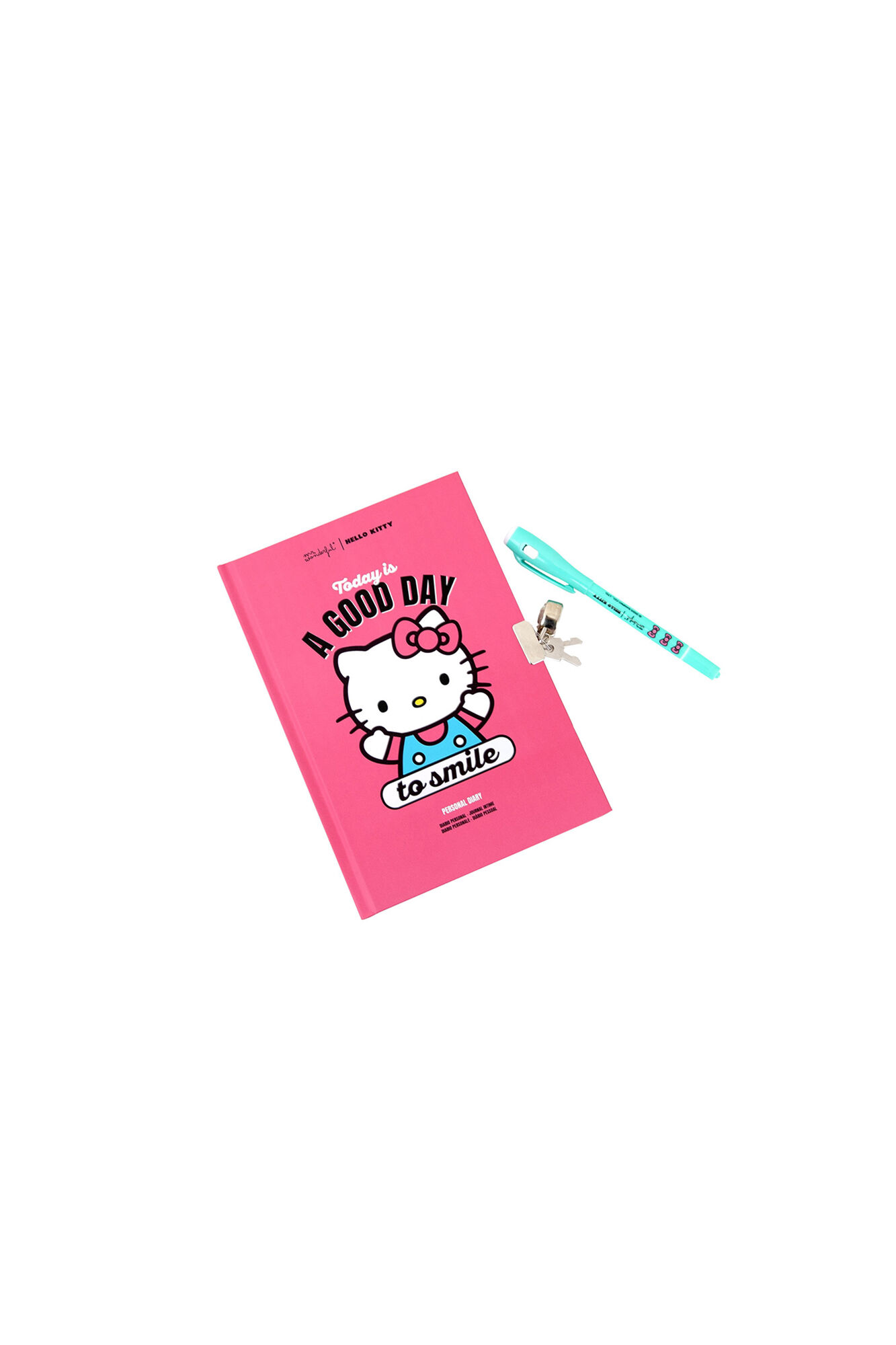 Mr. Wonderful Diario personal + boli con tinta normal e invisible Hello Kitty - Today is a good day to smile