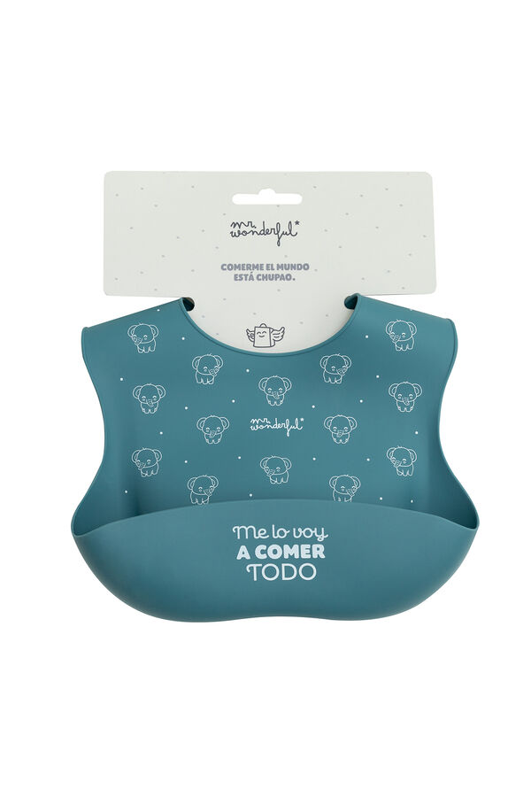 Mr. Wonderful Babero de silicona azul Me lo voy a comer todo estampado