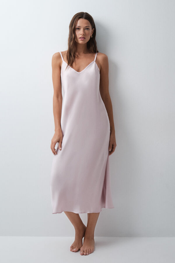 Women'secret Nuisette longue &agrave; bretelles satin&eacute;e rose rose