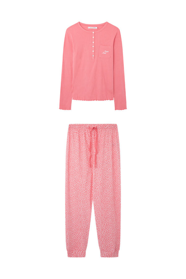 Womensecret 100% cotton coral floral pyjamas red