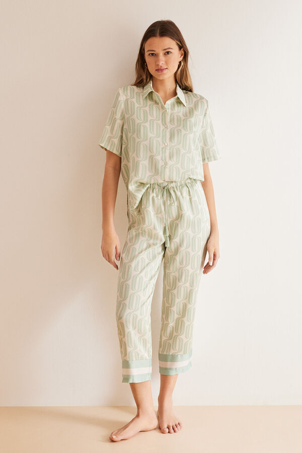 Womensecret Pijama camisero Capri estampado geométrico estampado