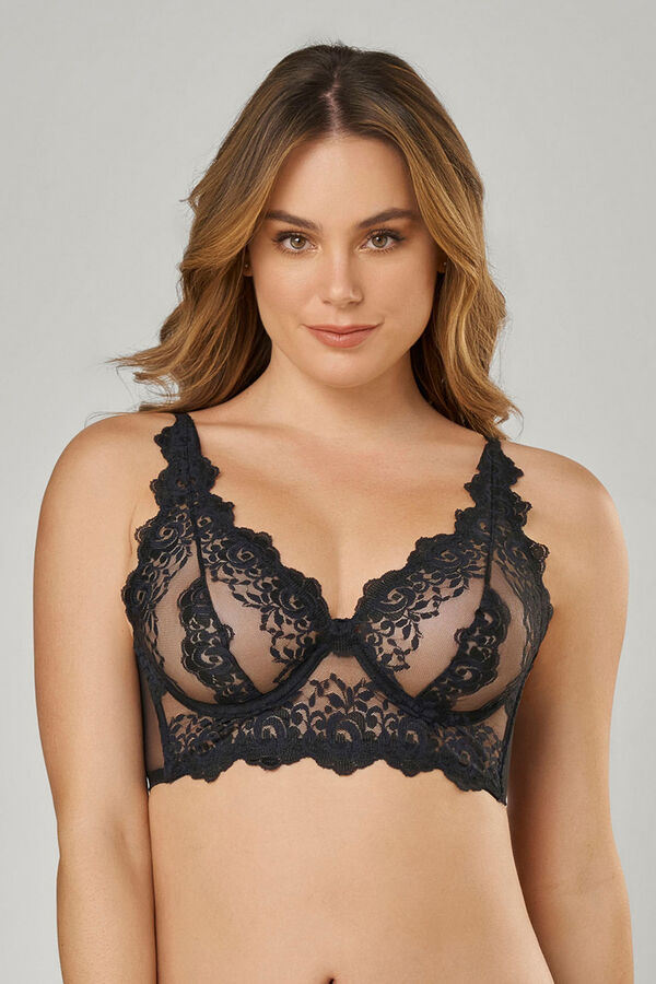 Sujetador tipo bralette en encaje y transparencias Sujetadores