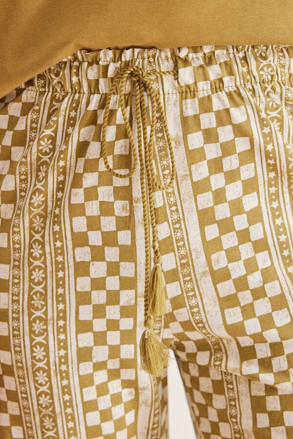 Womensecret Pyjama 100 % coton kaki capri  beige