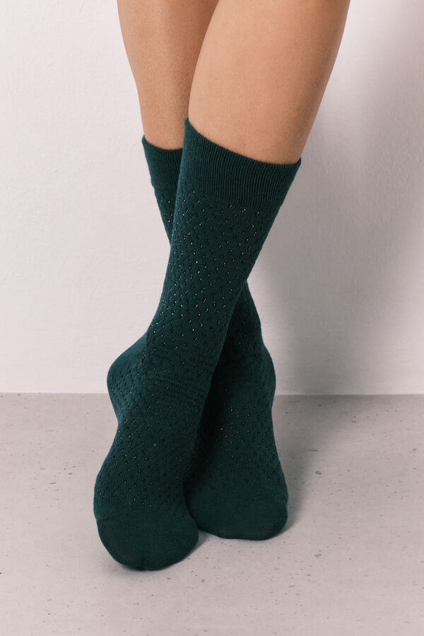 Women'secret Zelene duge mrežaste čarape Print