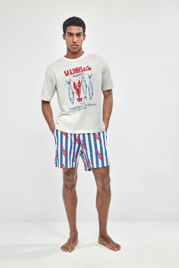 Gisela Men's pyjamas with marine print white