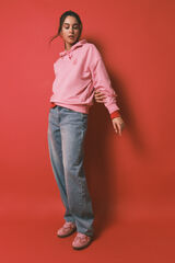 HI&BYE Sudadera capucha felpa algod&oacute;n rosa rosa