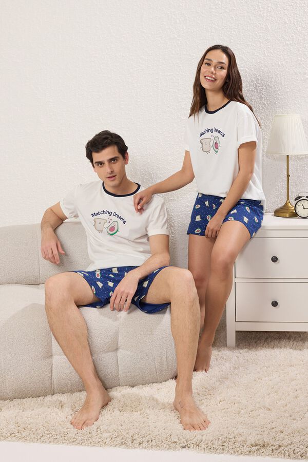 Trendyol Conjunto de pijama corto aguacates marfil