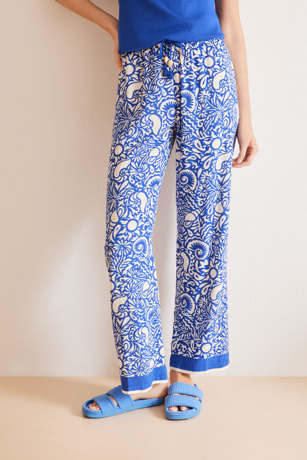 Womensecret All-over shells viscose trousers blue