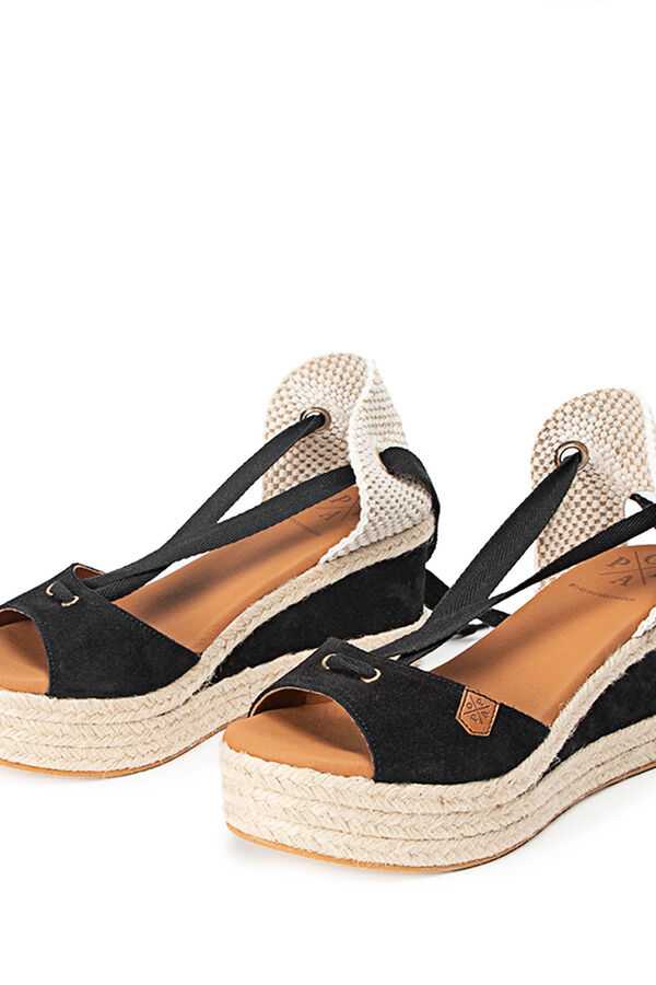 Womensecret Valdes split leather low-wedge sandal Weiß