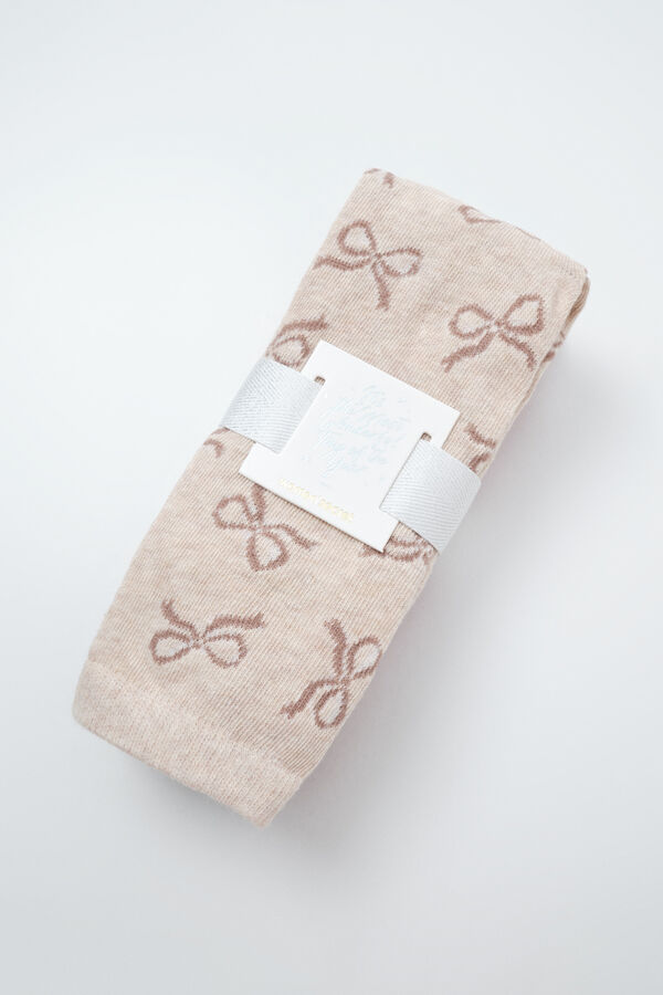 Women'secret Pack of 3 long bow print socks nude
