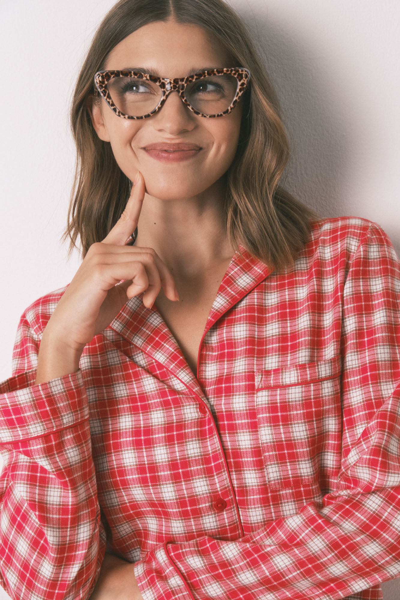 Women'secret Crvena print pamučna spavaćica midi