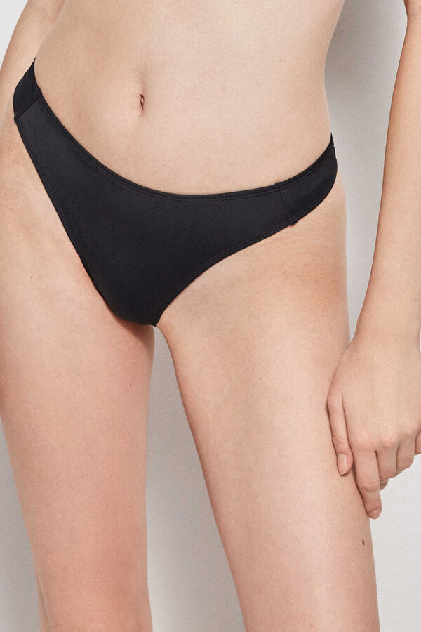 Womensecret Plain tanga bikini bottoms Schwarz