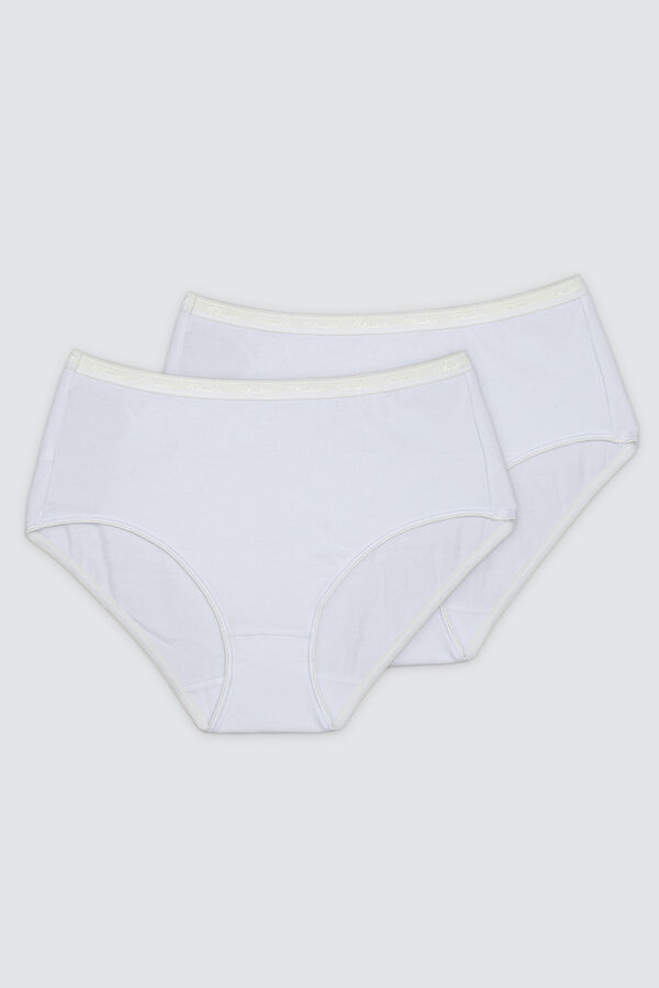 Playtex Pack de 2 cuecas altas de algod&atilde;o org&acirc;nico branco