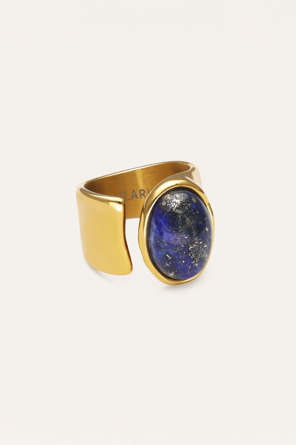 Singularu Indigo blue steel gold plated ring imprim&eacute;